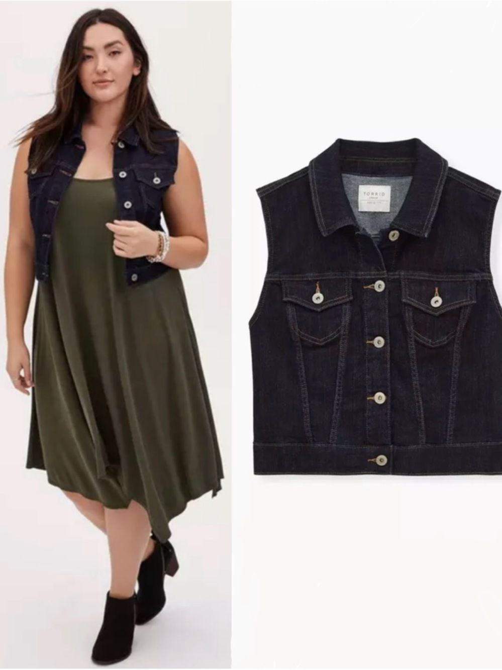 Torrid Dark Navy Cropped Denim Vest